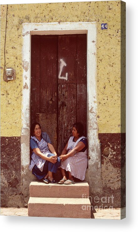 Mexico Acrylic Print featuring the photograph Mexican photography - Women Chatting by Sharon Hudson