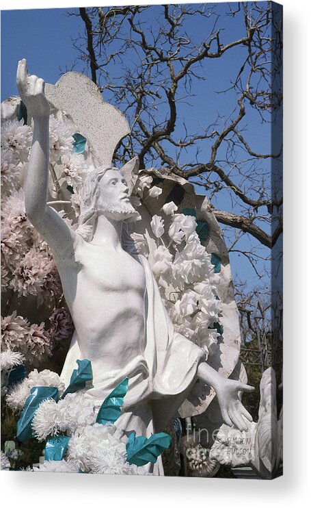 Easter Acrylic Print featuring the photograph Mexico cemetery sculpture - The Resurrection of Christ by Sharon Hudson