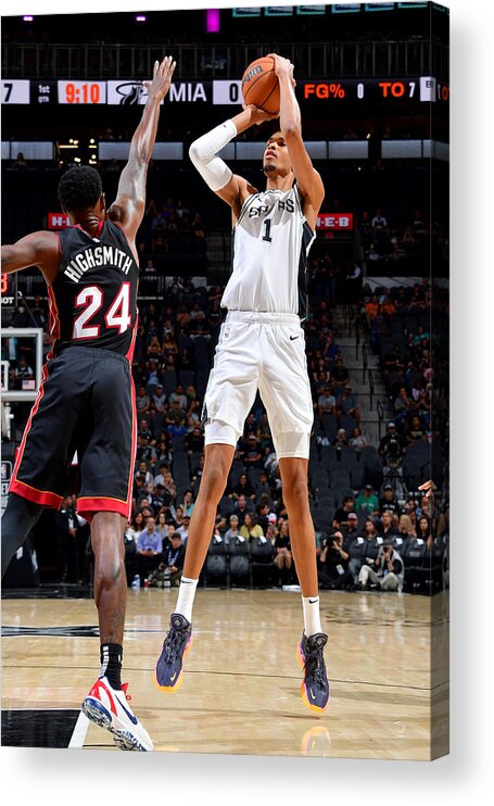 Sports Ball Acrylic Print featuring the photograph Miami Heat v San Antonio Spurs by Michael Gonzales