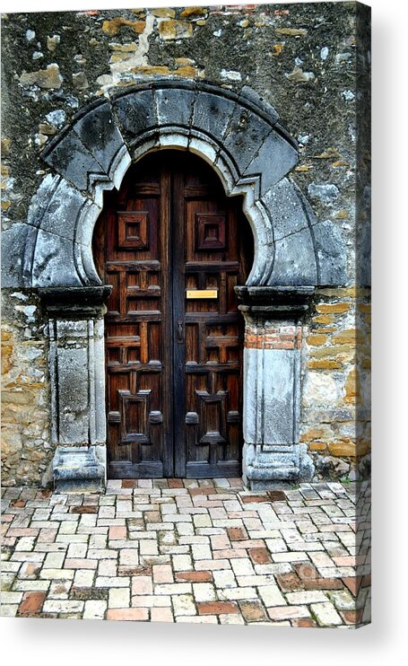 Church Door Photograph Acrylic Print featuring the photograph Mission Espada Door by Expressions By Stephanie