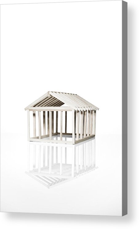 White Background Acrylic Print featuring the photograph Model balsa house by Microzoa Limited