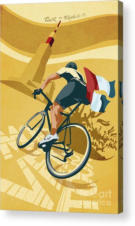 Retro Poster Art Acrylic Print featuring the painting Mont Ventoux by Sassan Filsoof