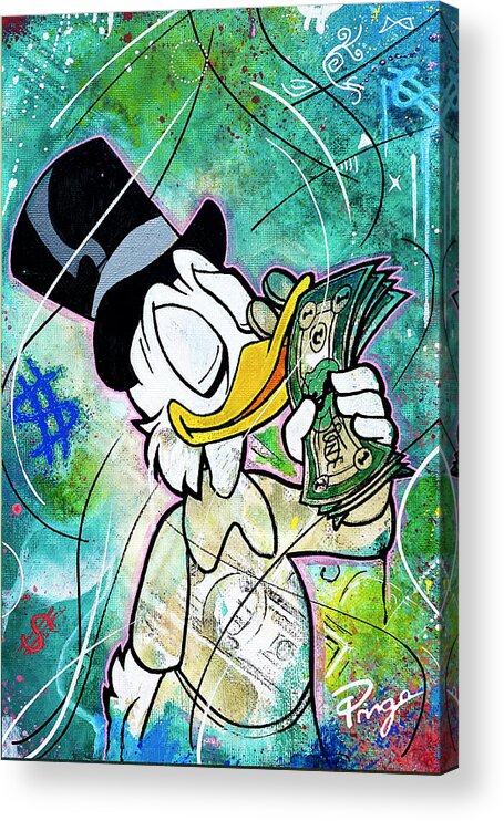 Money Acrylic Print featuring the painting More Money Duck by David Pringle