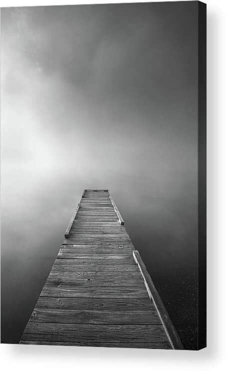 Black And White Acrylic Print featuring the photograph Morning Mist In Black And White by Jordan Hill