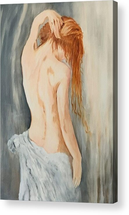Nude Acrylic Print featuring the painting Mystery by Juliette Becker