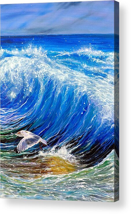 Ocean Acrylic Print featuring the painting Narrow Escape by R J Marchand