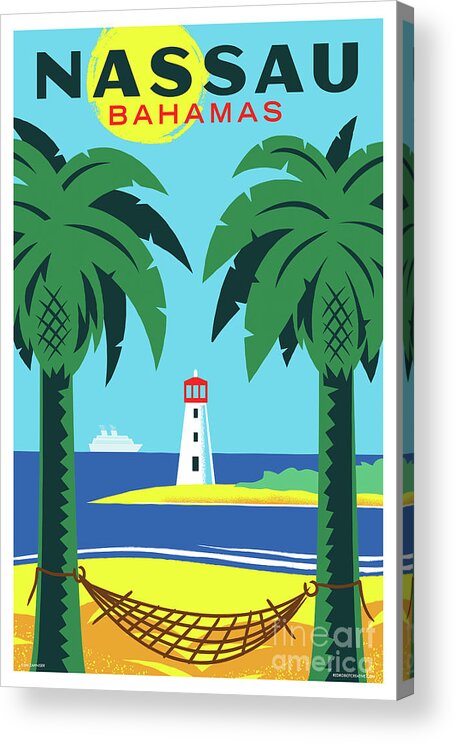 Travel Poster Acrylic Print featuring the digital art Nassau Vintage Style Travel Poster by Jim Zahniser
