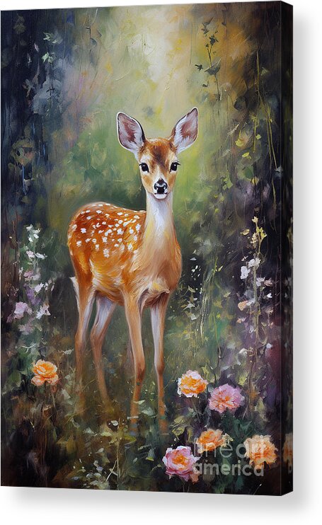 Fawn Acrylic Print featuring the digital art Nature Painting Series 082723c by Carlos Diaz