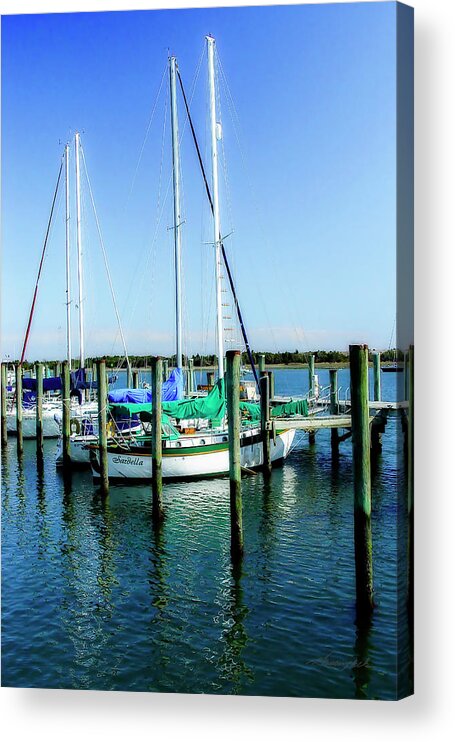Color Acrylic Print featuring the photograph Neuse River Dock by Alan Hausenflock