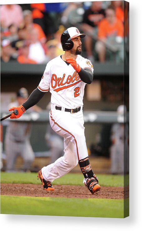 American League Baseball Acrylic Print featuring the photograph Nick Markakis by Mitchell Layton