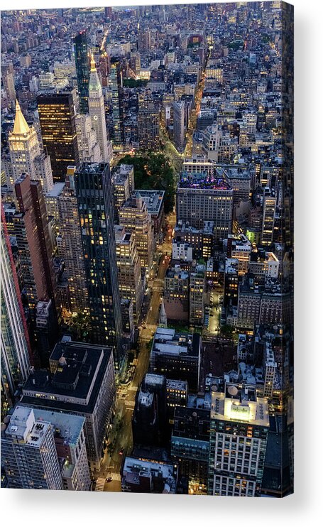 New York Acrylic Print featuring the photograph Night In Midtown Manhattan #3 by Alberto Zanoni