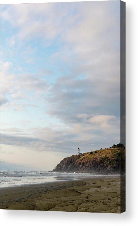 Outdoor; Nature; Beach; Light House; Benson Beach; Sunset; Clouds; Pacific; Pacific North West; Cape Disappointment State Park Acrylic Print featuring the digital art North lighthouse in Cape Disappointment by Michael Lee