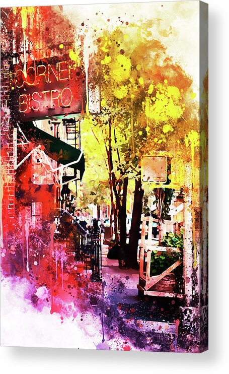 Fine Art Acrylic Print featuring the mixed media NYC Watercolor Collection - Greenwich Village by Philippe HUGONNARD