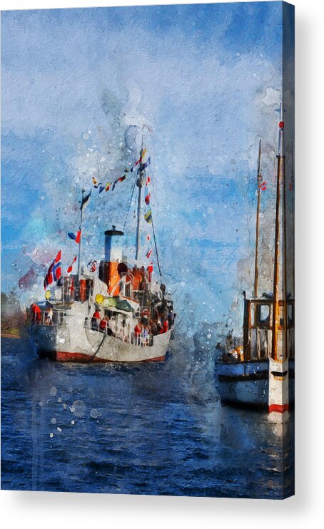 Steamer Acrylic Print featuring the digital art Old Steamer by Geir Rosset