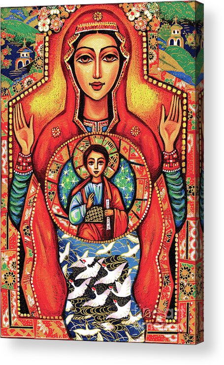 Mother And Child Acrylic Print featuring the painting Our Lady of the Sign by Eva Campbell