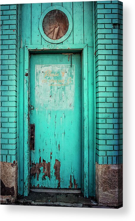 Urban Decay Acrylic Print featuring the photograph Paint Me Blue by Carmen Kern