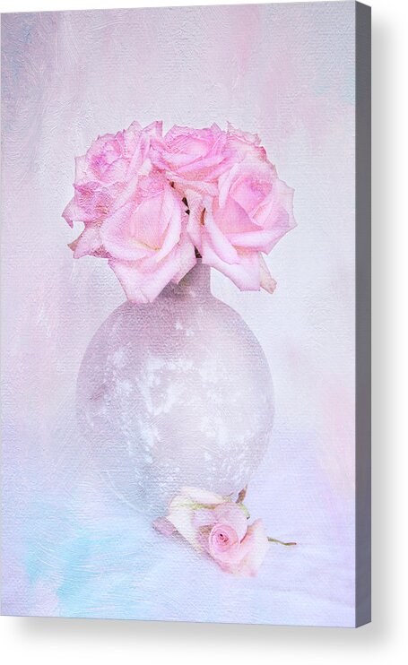 Contemporary Still Life Acrylic Print featuring the photograph Painted Roses by Theresa Tahara