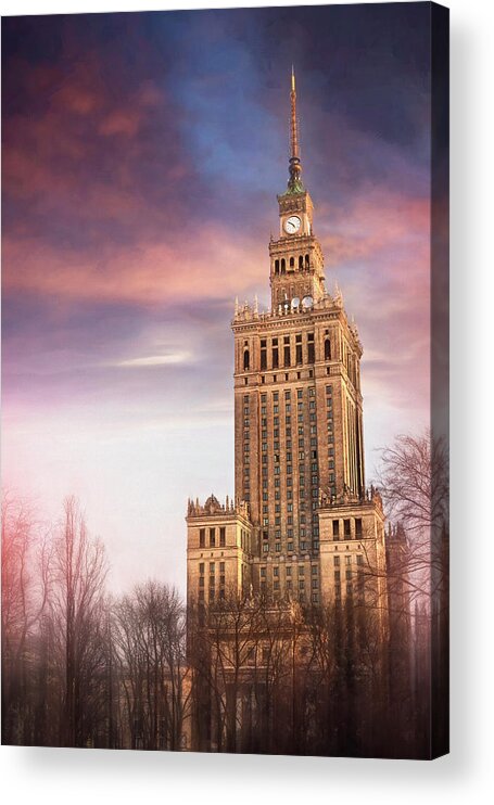 Warsaw Acrylic Print featuring the photograph Palace of Culture and Science Warsaw Poland by Carol Japp