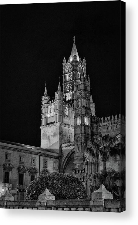 Italy Acrylic Print featuring the photograph Palermo Cathedral at Night by Monroe Payne