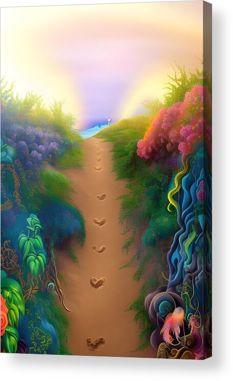 Digital Beach Ocean Sand Acrylic Print featuring the digital art Pathway to the Beach by Beverly Read