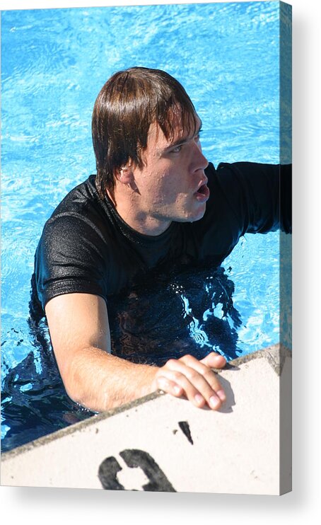 Patrick Acrylic Print featuring the photograph Patrick in the pool by Jim Whitley