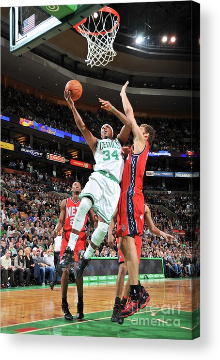 Nba Pro Basketball Acrylic Print featuring the photograph Paul Pierce and Brook Lopez by Brian Babineau