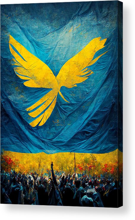 Angel Of Peace Acrylic Print featuring the painting Peace for Ukraine by Vart