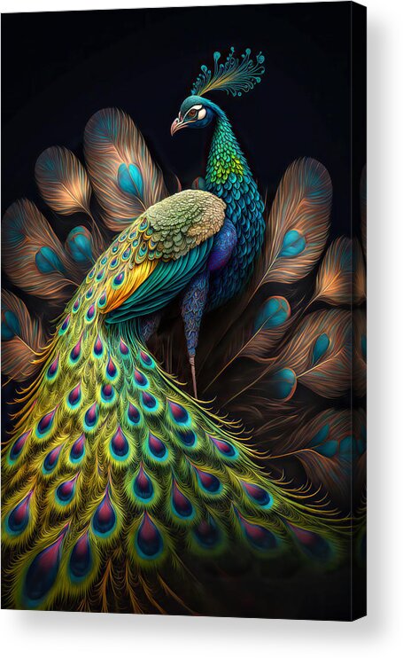 Peacock Fantasy Acrylic Print by Wes and Dotty Weber - Fine Art