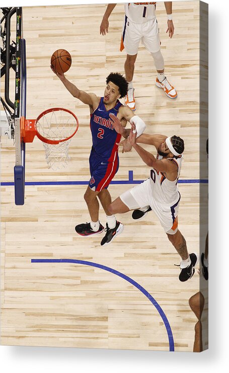 Cade Cunningham Acrylic Print featuring the photograph Phoenix Suns v Detroit Pistons by Brian Sevald