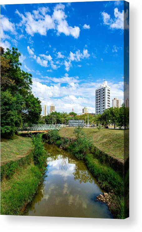 Scenics Acrylic Print featuring the photograph Piracicamirim Stream cuts through part of the city, sustaining beauty and life. by CRMacedonio