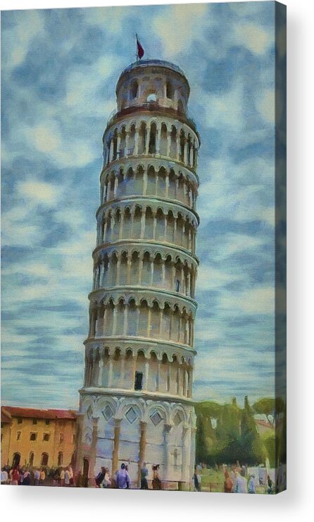 Leaning Acrylic Print featuring the painting Pisa by Jeffrey Kolker