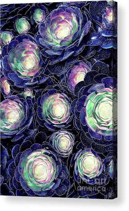 Plants Acrylic Print featuring the digital art Plant Life At Night by Phil Perkins