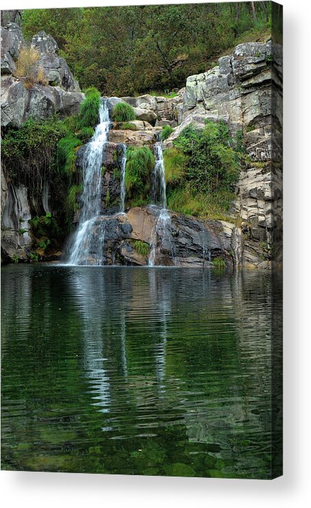Waterfall Acrylic Print featuring the photograph Poco Negro waterfall in Carvalhais 2 by Angelo DeVal