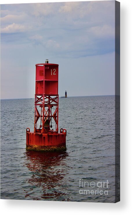  Acrylic Print featuring the pyrography Portland harbor by Annamaria Frost