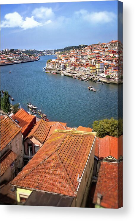 Porto Acrylic Print featuring the photograph Porto Portugal Banks of The Douro by Carol Japp