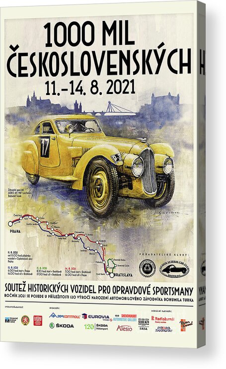 Shevchukart Acrylic Print featuring the mixed media Poster 1000 mil Ceskoslovenskych 2021 by Yuriy Shevchuk