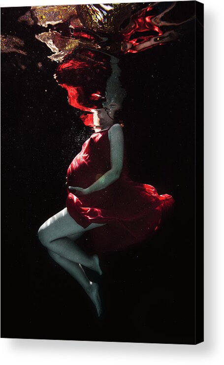 Underwater Acrylic Print featuring the photograph Pregnant in Red by Gemma Silvestre