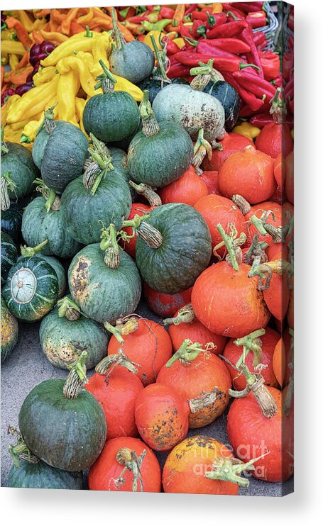 Pumpkins Acrylic Print featuring the photograph Pumpkin Squash and Peppers by Tim Gainey