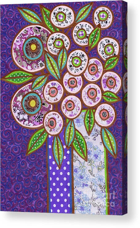 Flowers In A Vase Acrylic Print featuring the painting Purple Passion Bouquet by Amy E Fraser