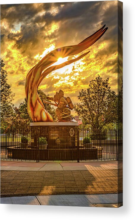 Cleveland Ohio Acrylic Print featuring the photograph Putting Out The Fire - Cleveland Ohio Firefighters Memorial by Gregory Ballos