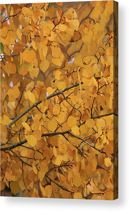 Landscape Acrylic Print featuring the painting Quaking_Aspen_Fall by Pam Little