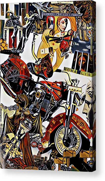 Red Acrylic Print featuring the mixed media Red Biker Momma by Debra Amerson