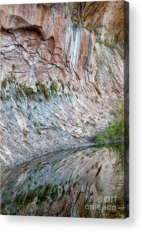 Sandra Bronstein Acrylic Print featuring the photograph Reflections in Oak Creek Canyon by Sandra Bronstein