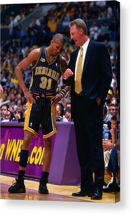 Playoffs Acrylic Print featuring the photograph Reggie Miller and Larry Bird by Nathaniel S. Butler