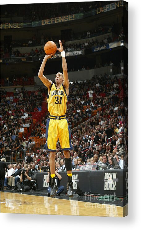 Nba Pro Basketball Acrylic Print featuring the photograph Reggie Miller by Victor Baldizon