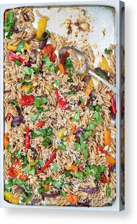 Pasta Acrylic Print featuring the photograph Roasted Tomato Pepper Pasta Bake by Tim Gainey