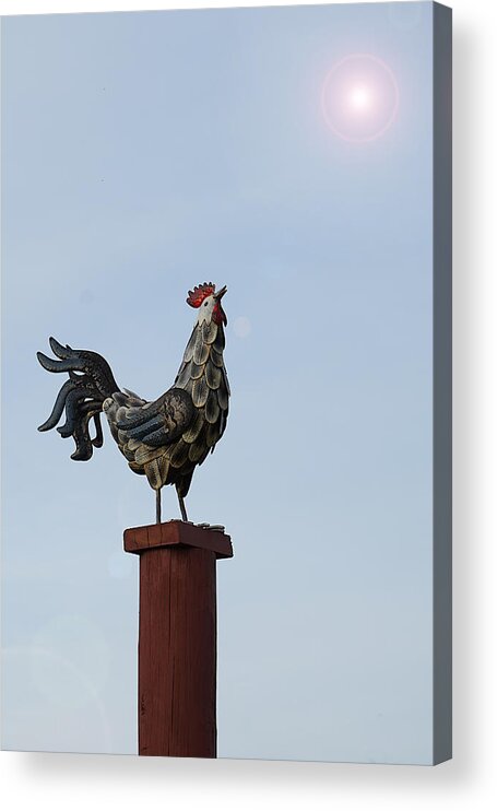 Richard Reeve Acrylic Print featuring the photograph Robot Rooster Call by Richard Reeve