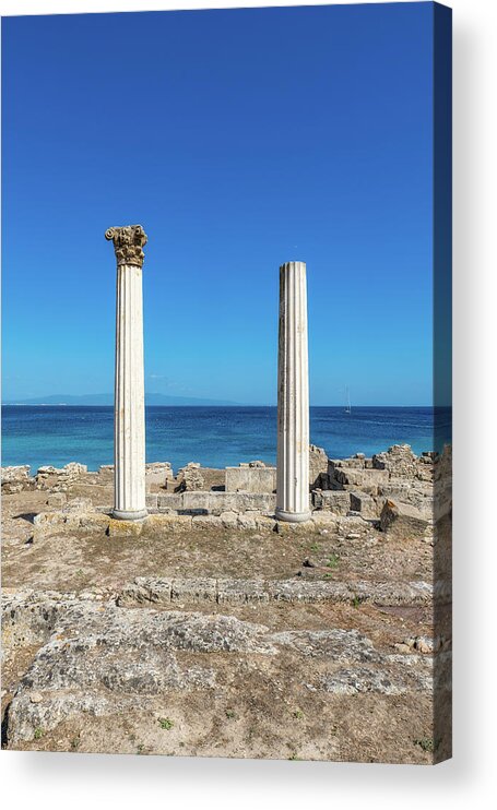 Corinthian Acrylic Print featuring the photograph Roman Columns Against the Sardinian Horizon by Benoit Bruchez