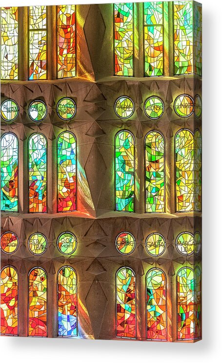Barcelona Acrylic Print featuring the photograph Sagrada Familia's Stained Glass by W Chris Fooshee