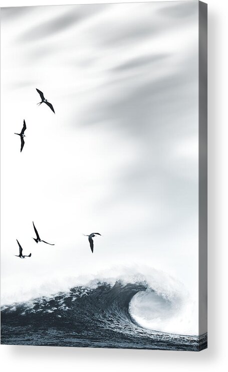 Seven Seas Acrylic Print featuring the digital art Sailing the waves by Moira Risen